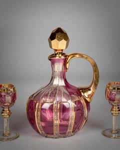 Service à liqueur en vermeil et rubis de Bohème, début du 20e siècle