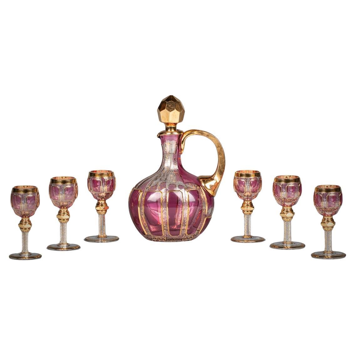 Bohemian Gilt and Ruby Liqueur Service, Early 20th century For Sale