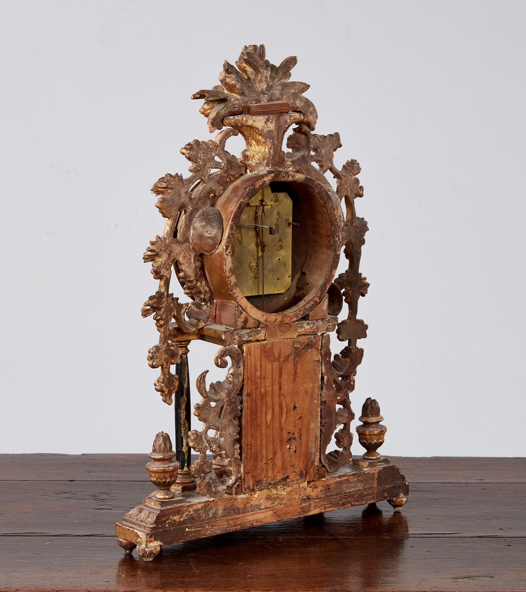 Bohemian Gilt Wood Mantel Clock For Sale 3