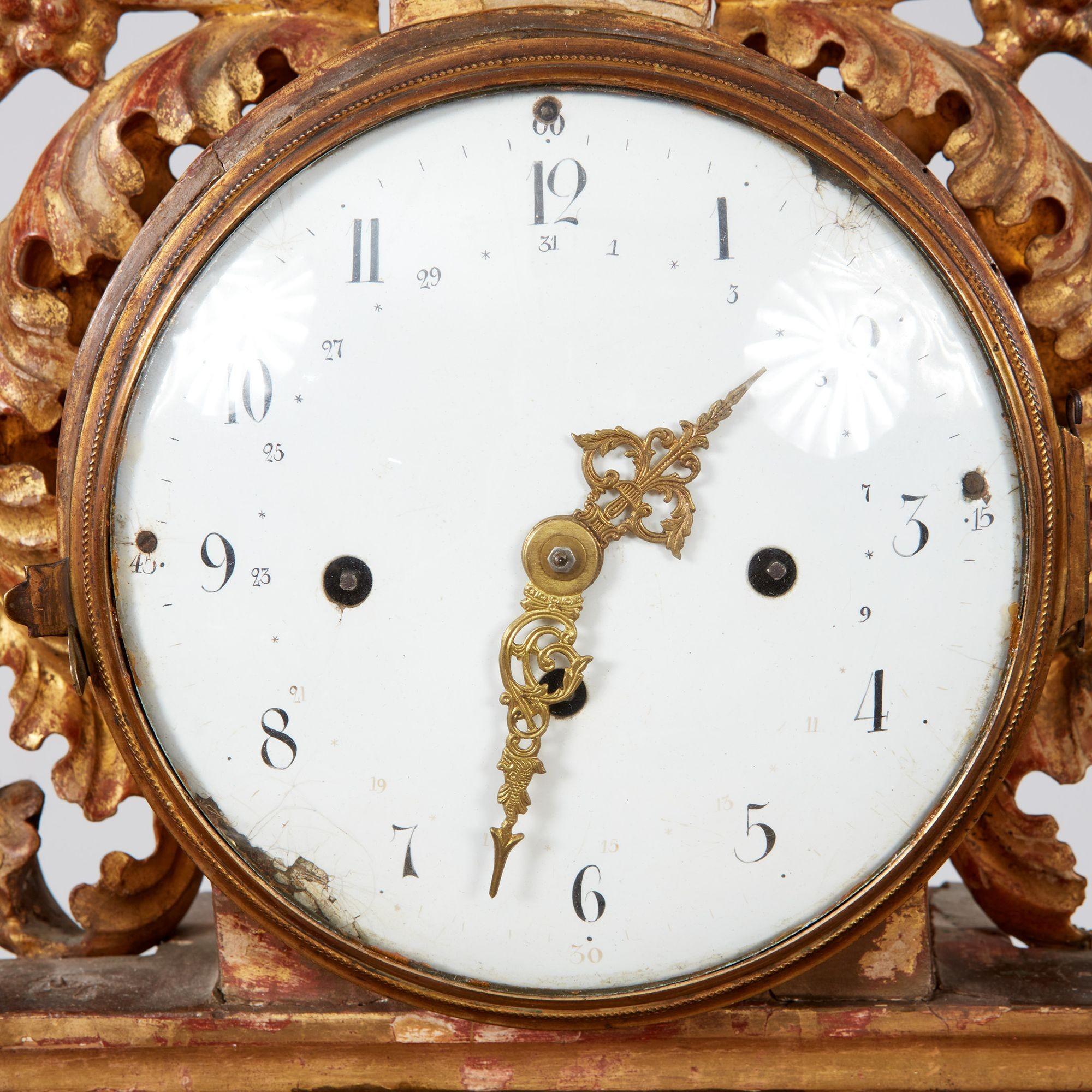 Czech Bohemian Gilt Wood Mantel Clock For Sale