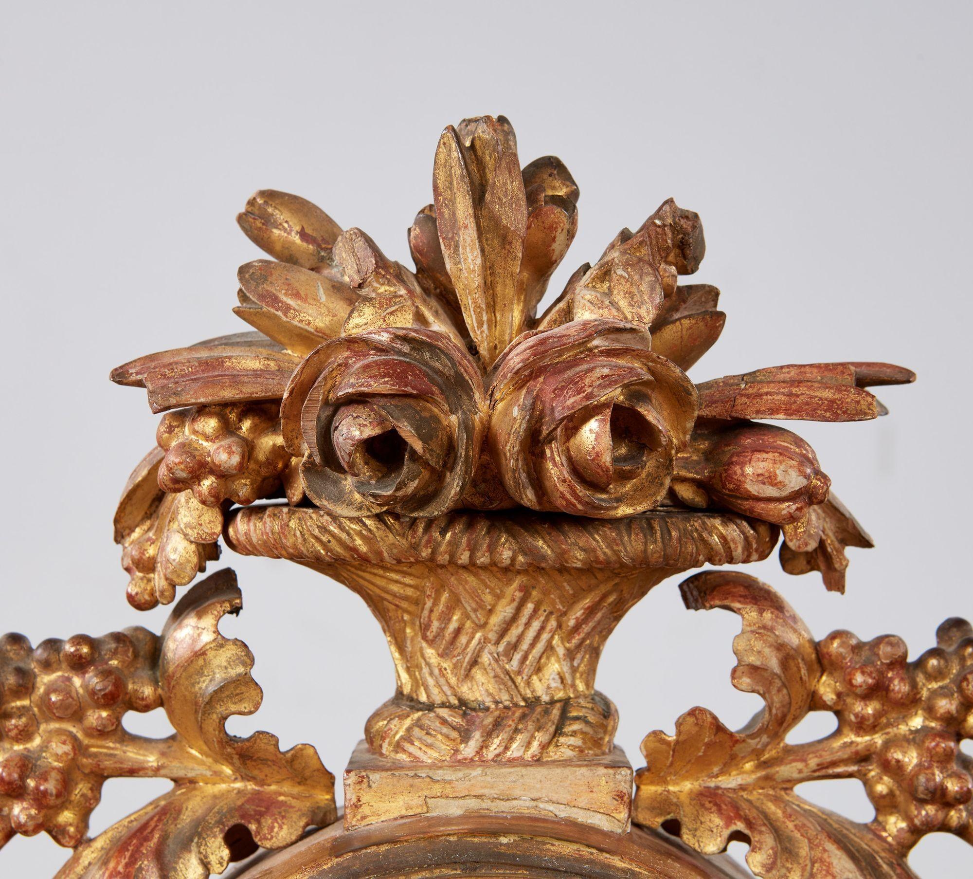 Mid-19th Century Bohemian Gilt Wood Mantel Clock For Sale