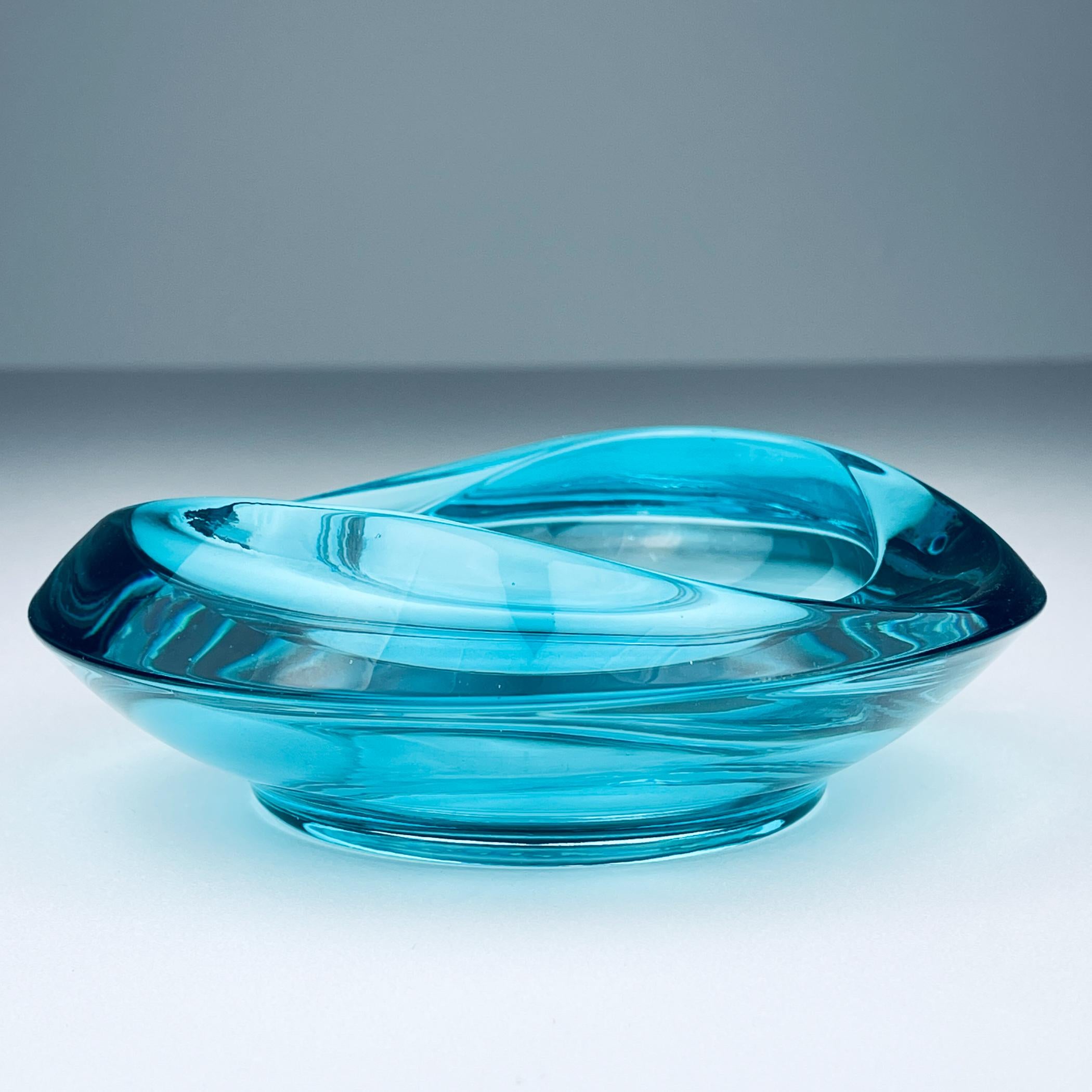 Bohemian glass ashtray by Rudolf Jurnikl for Union Sklo, Rozice, Czech, 1962 5