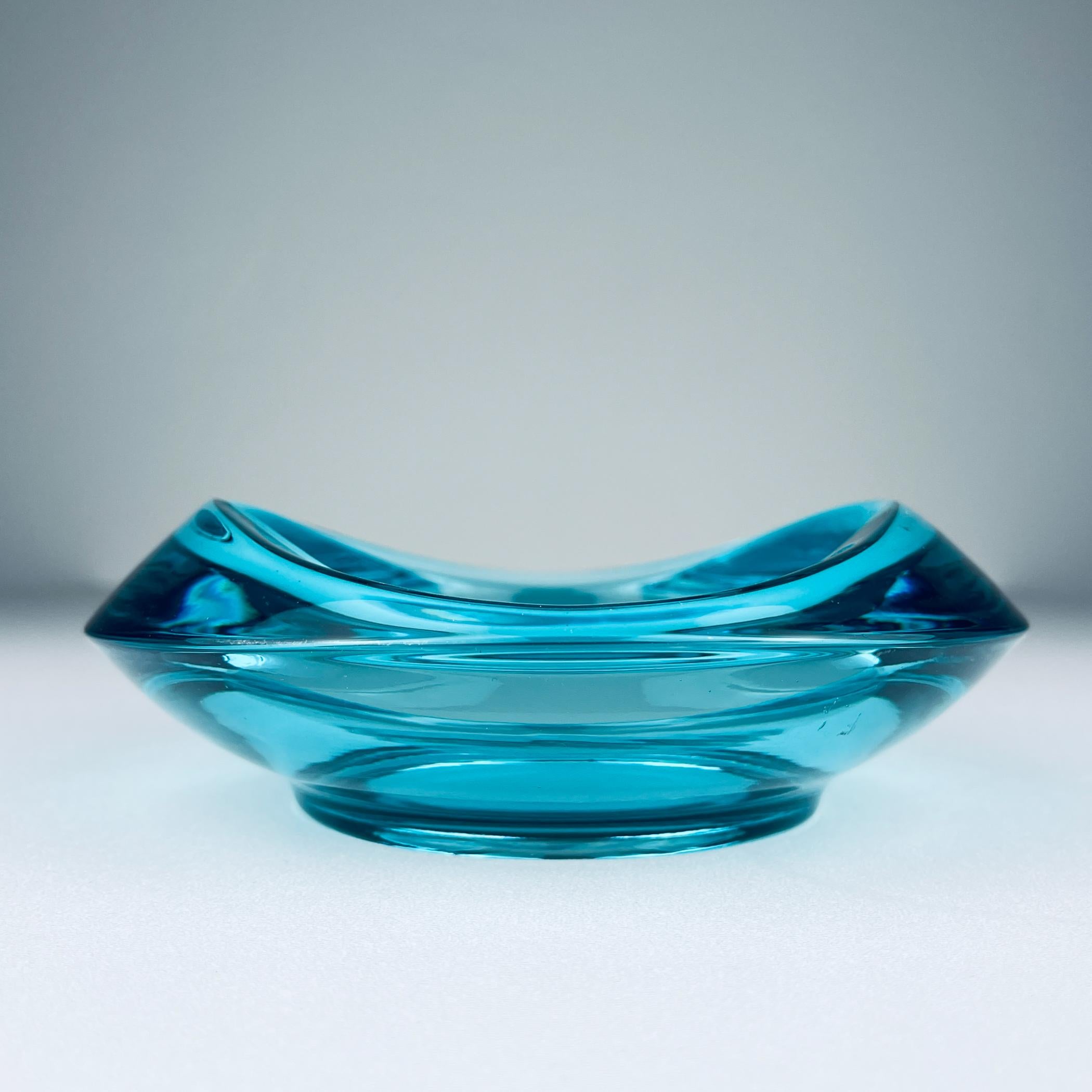 20th Century Bohemian glass ashtray by Rudolf Jurnikl for Union Sklo, Rozice, Czech, 1962