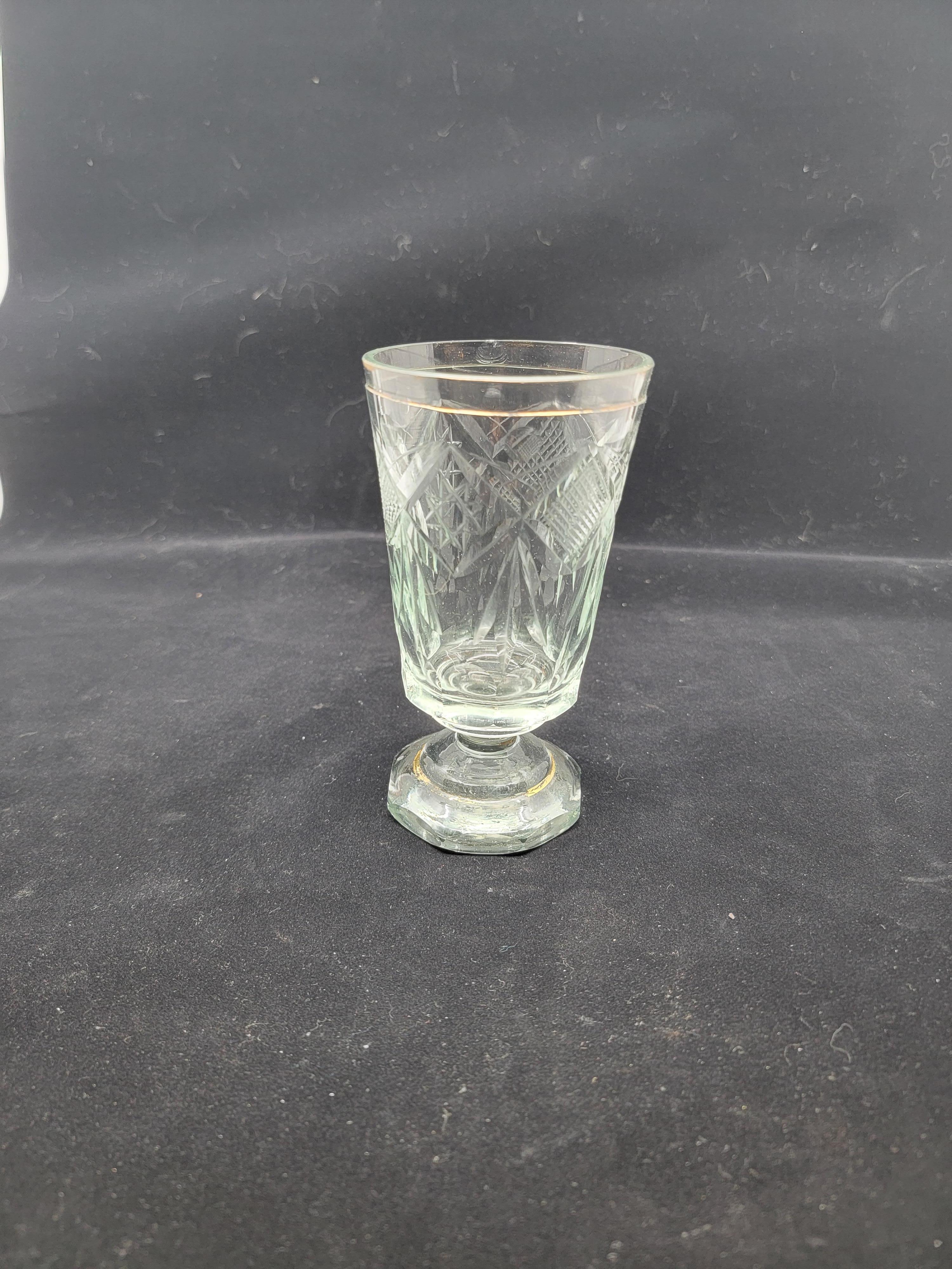 Gilt bohemian Glass Clear Goblet For Sale