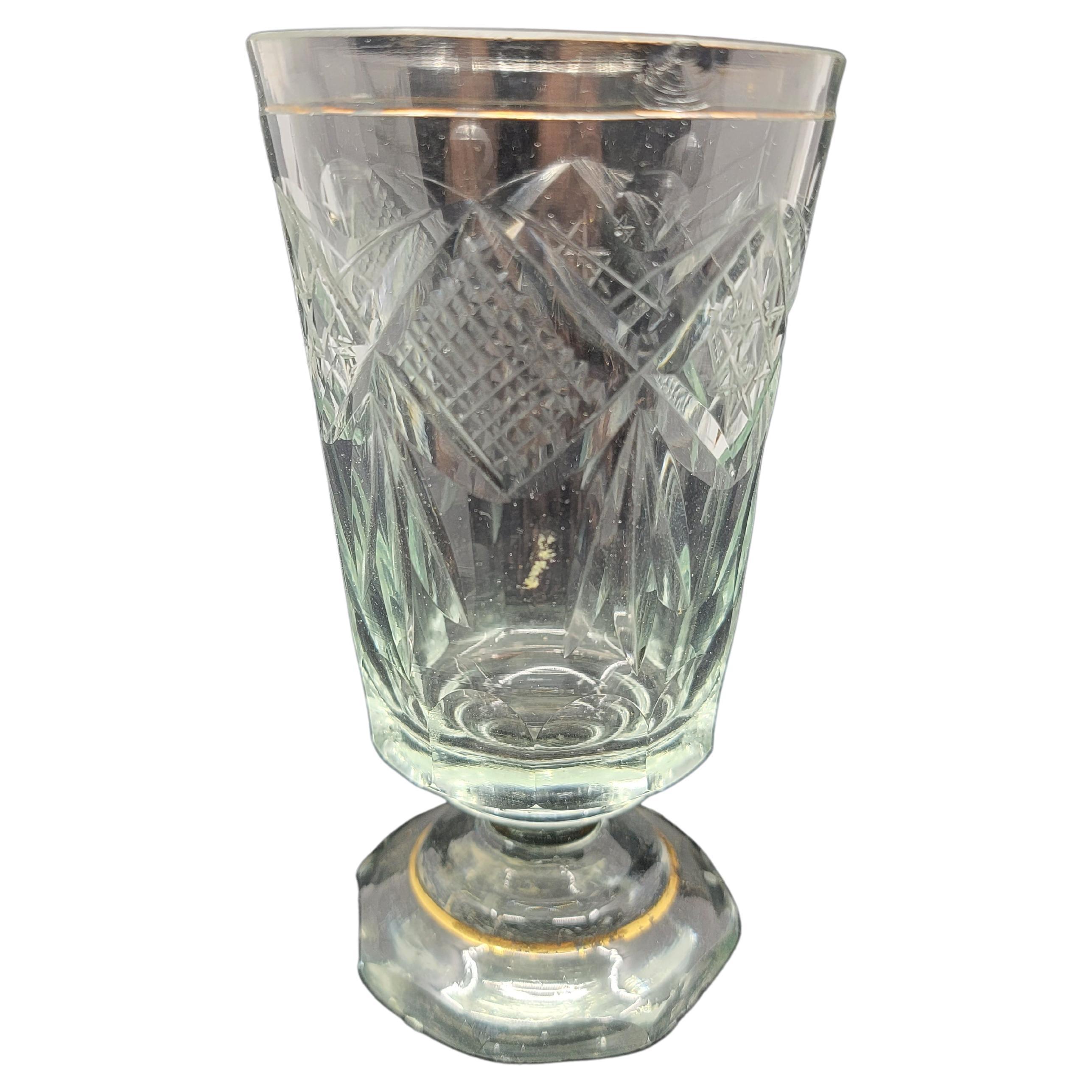 bohemian Glass Clear Goblet For Sale