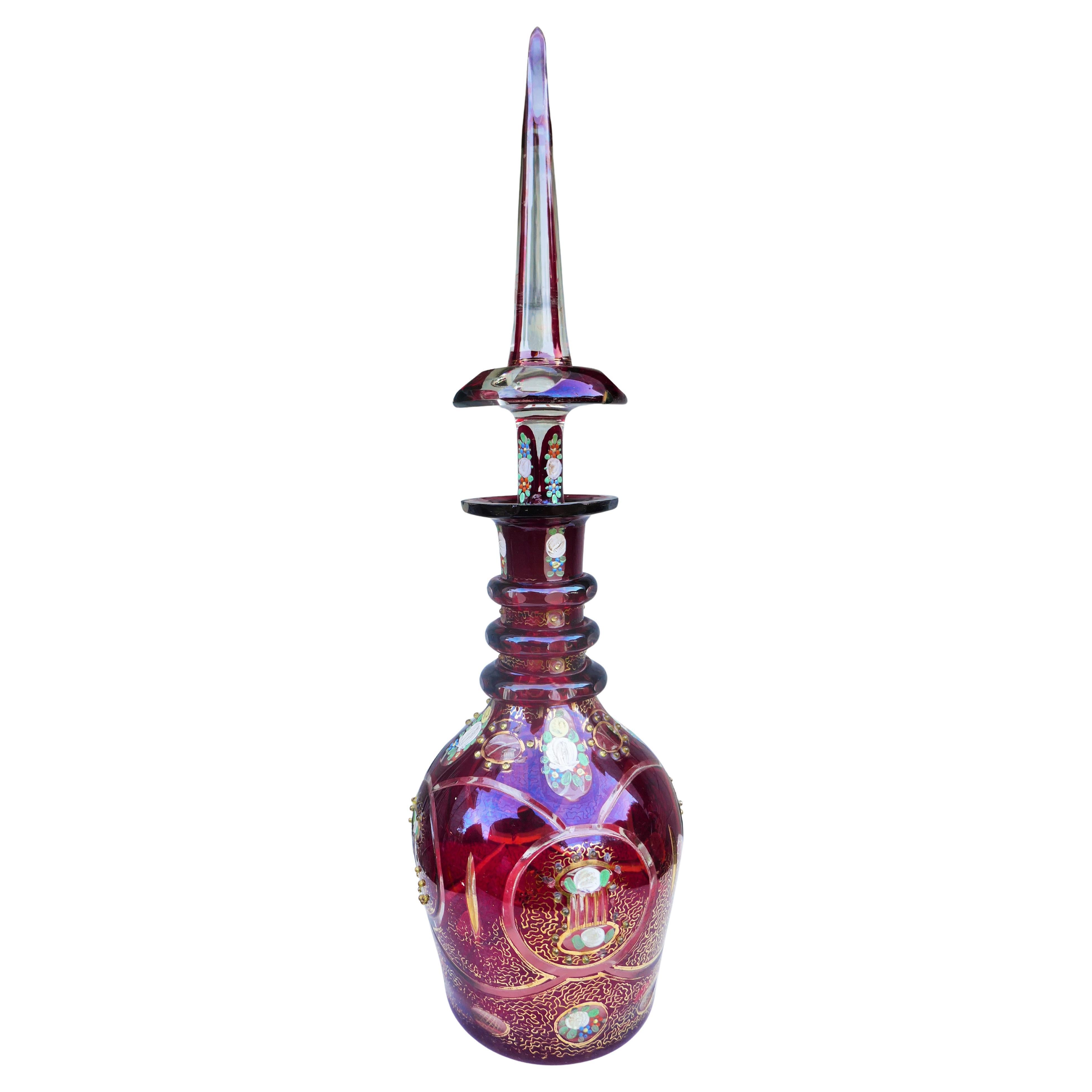 Decanter in vetro di Boemia - Nello stile di Moser -Qajar Türkiye Persiano Arabo