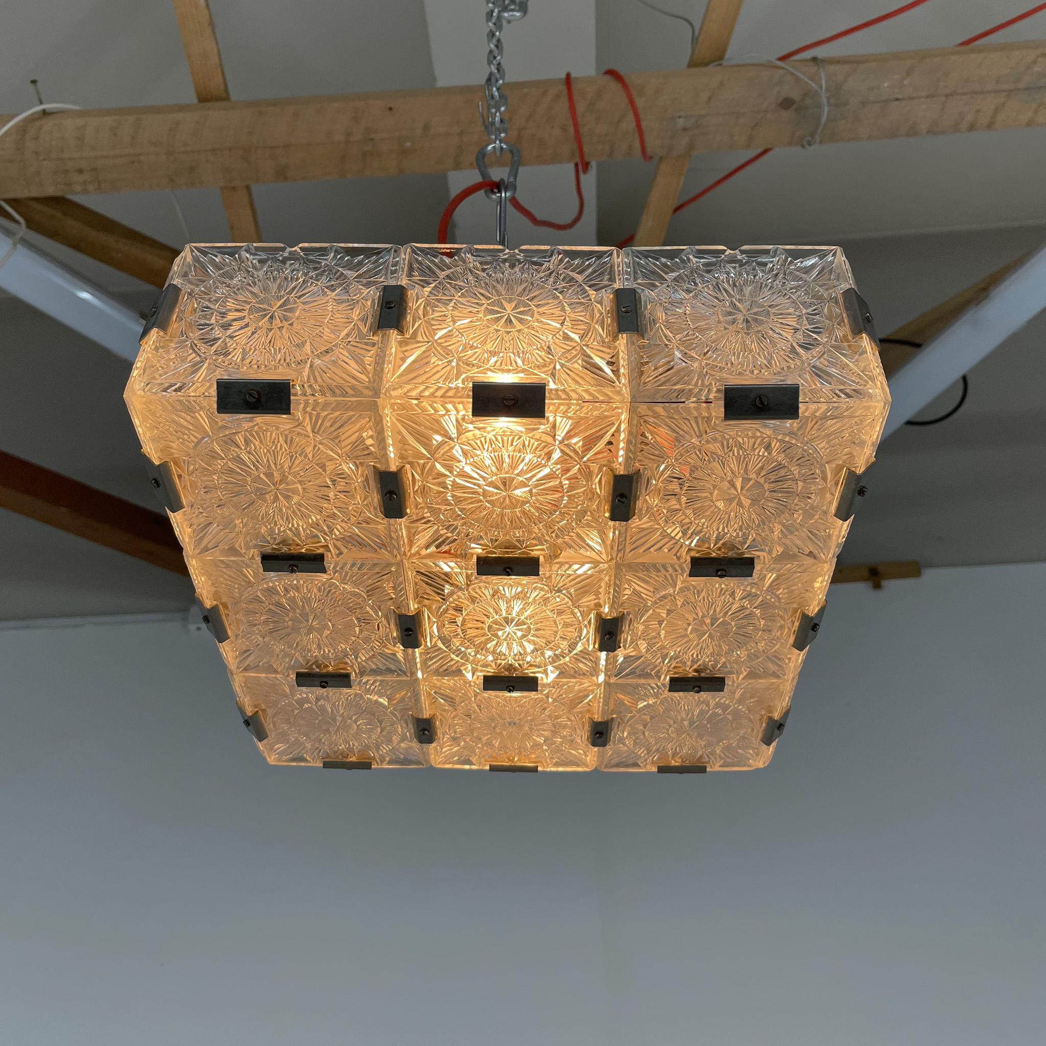 Bohemian Glass Flush Mount Ceiling Light by Kamenicky Senov, 1960's For Sale 2