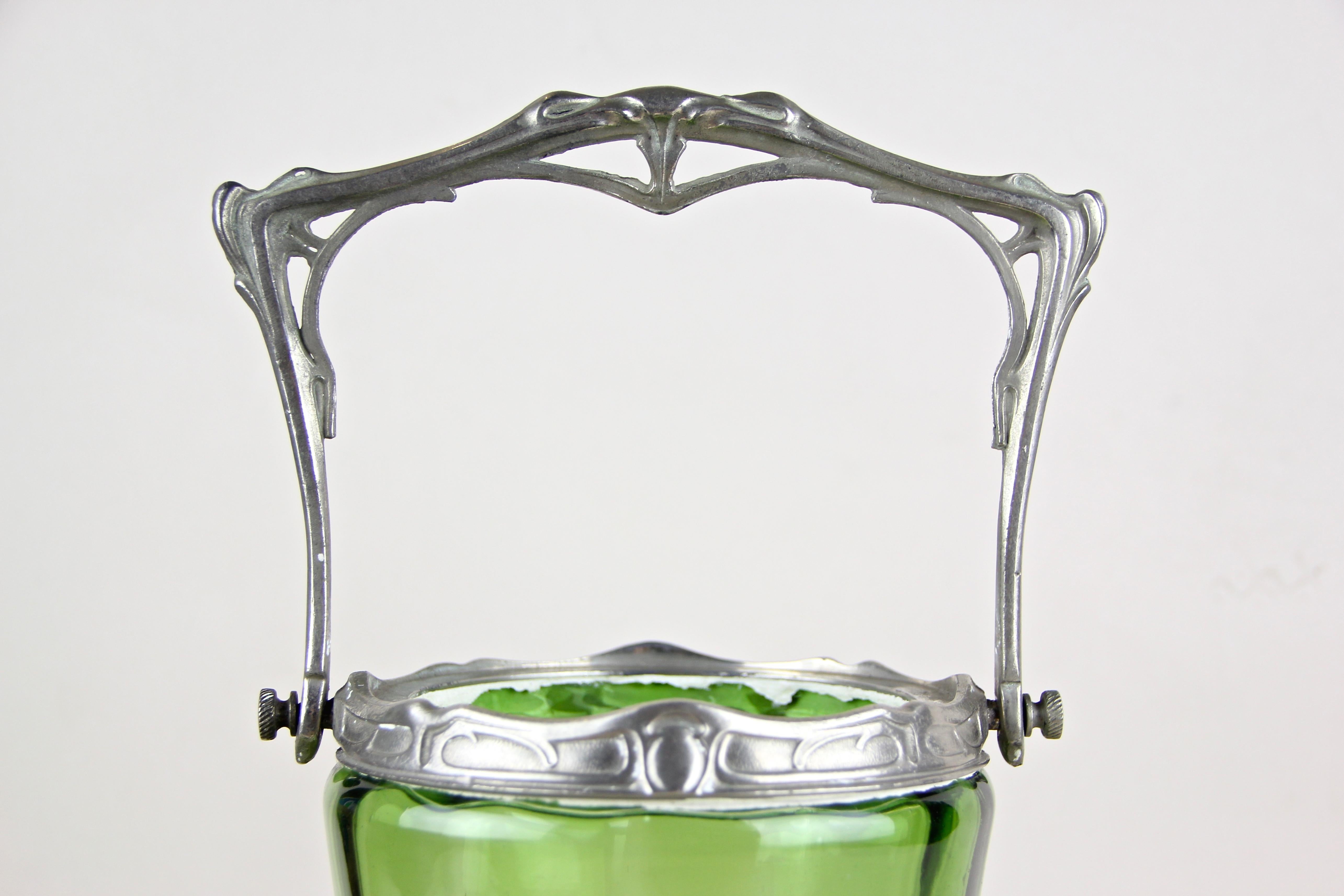 20th Century Bohemian Glass Jar with Lid Art Nouveau, CZ, circa 1900