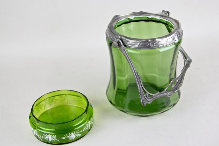 Bohemian Glass Jar with Lid Art Nouveau, CZ, circa 1900 at 1stDibs