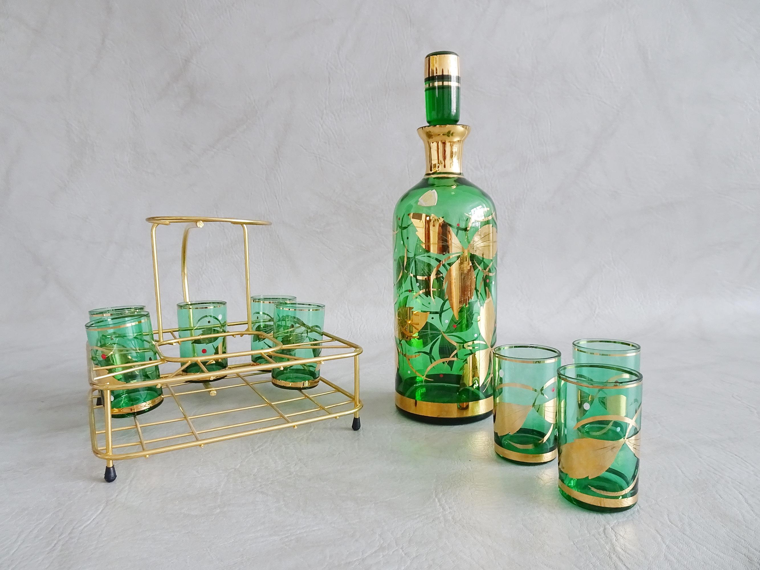 Bohemian Glass Liquor Set, Czechia Art Deco, 1940 2