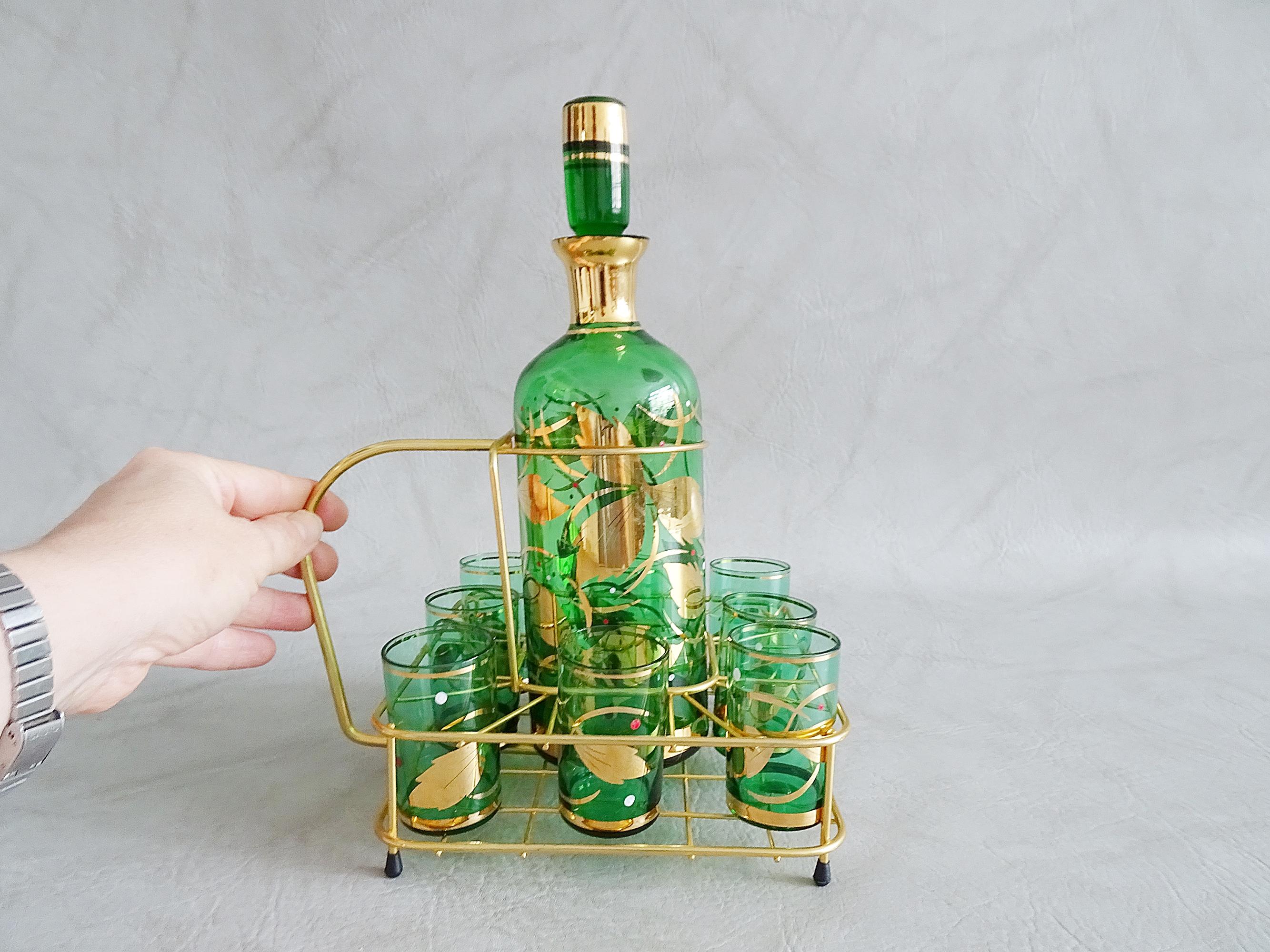 Bohemian Glass Liquor Set, Czechia Art Deco, 1940 1