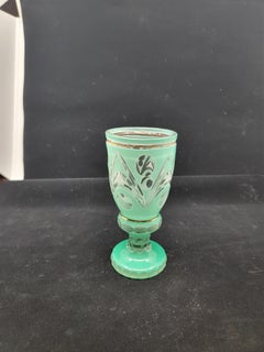 Bohemian Glass, Rare Pale Green, Coblet