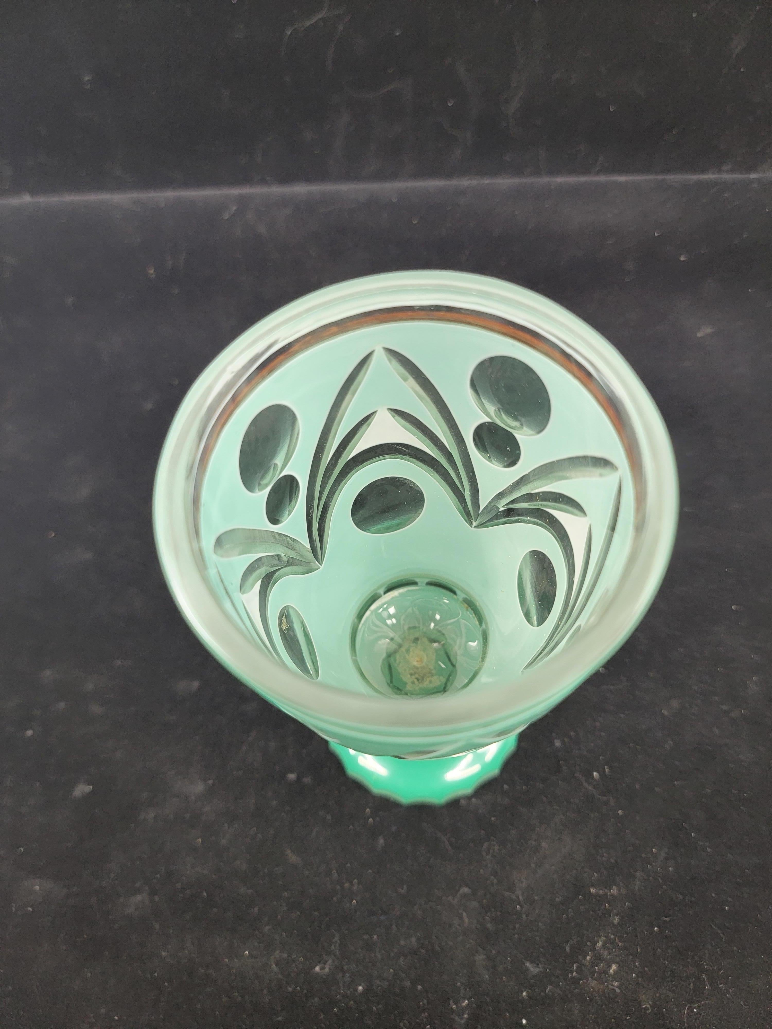 Gilt Bohemian Glass, Rare Pale Green, Coblet For Sale