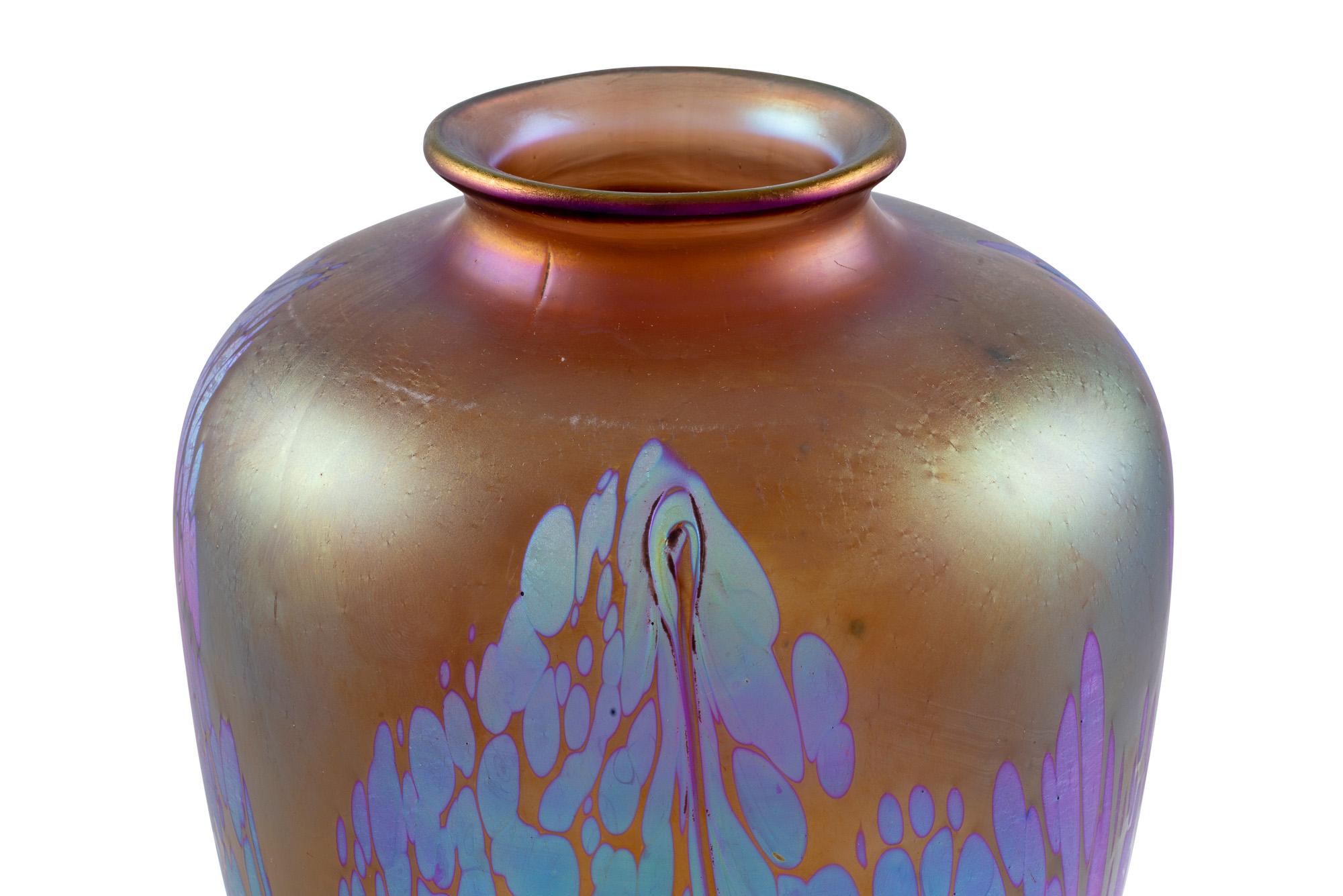 Bohemian Glass Vase Austrian Jugendstil Loetz circa 1902 Purple Brown Metallic In Good Condition In Klosterneuburg, AT