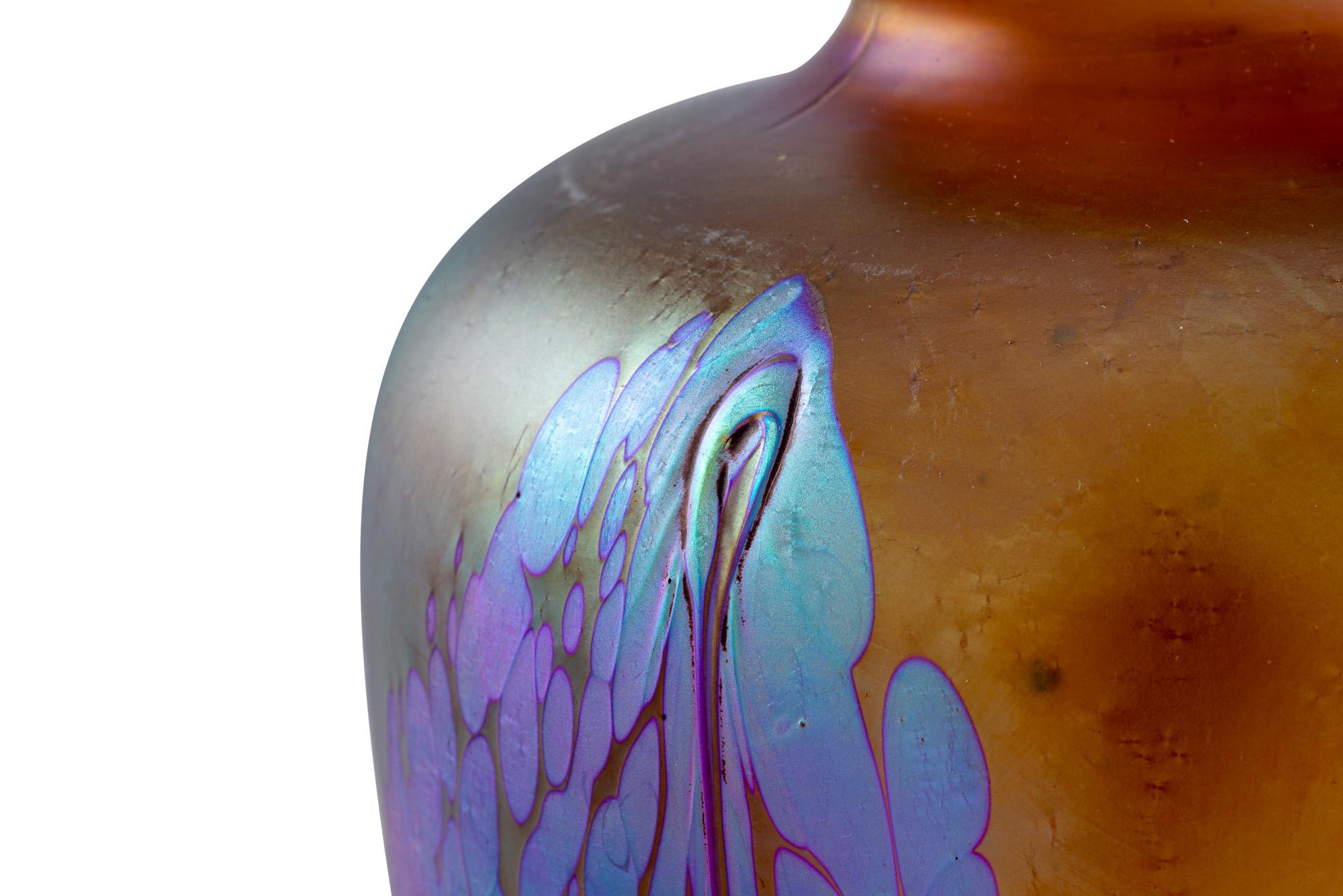 Art Glass Bohemian Glass Vase Austrian Jugendstil Loetz circa 1902 Purple Brown Metallic