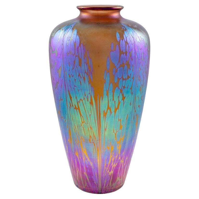 Bohemian Glass Vase Austrian Jugendstil Loetz circa 1902 Purple Brown Metallic