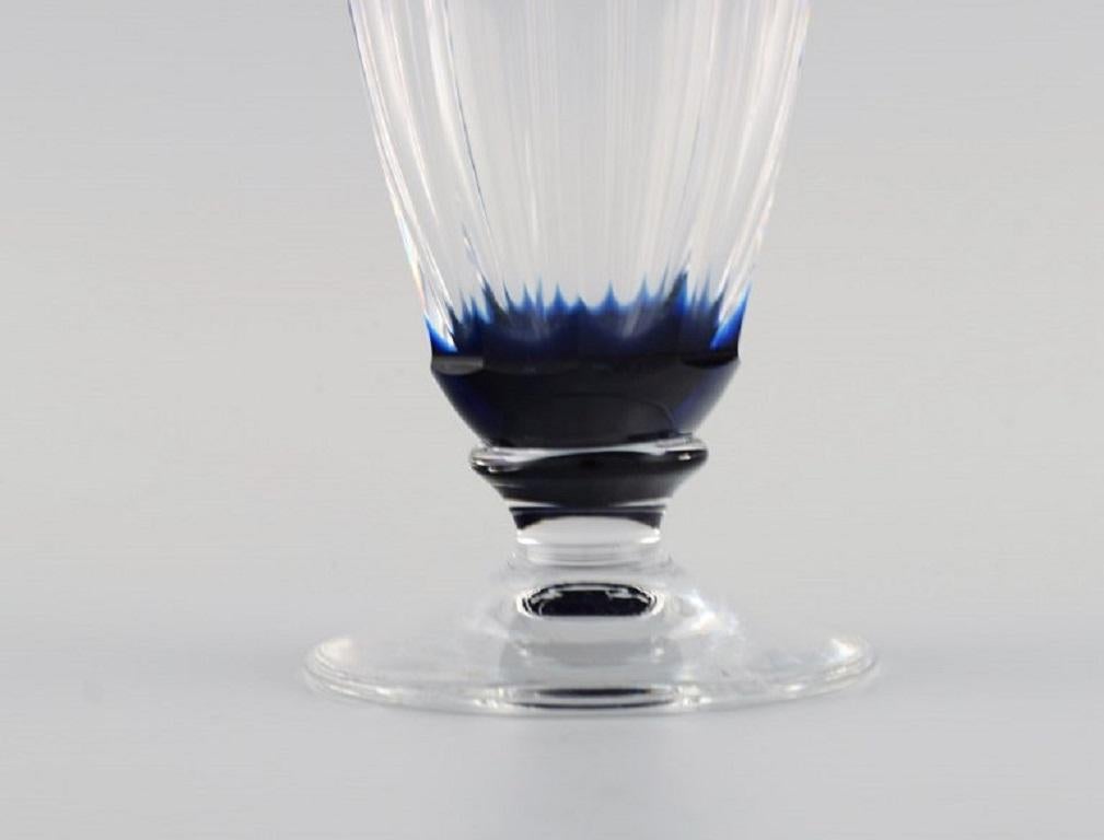 20th Century Bohemian Glass Vase in Clear and Blue Art Glass, Classic Style, Mid-20th C For Sale