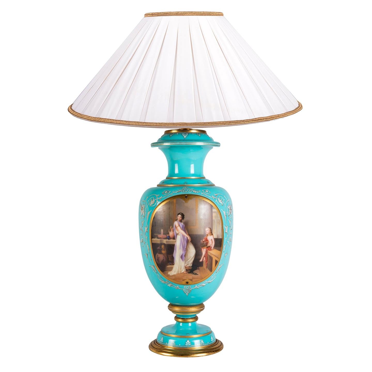 Vase / lampe en verre de Bohème, fin du XIXe siècle