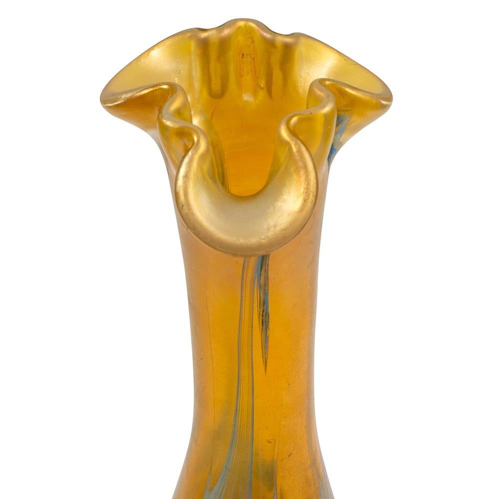 Bohemian Glass Vase Loetz Austrian Jugendstil Yellow circa 1901 3