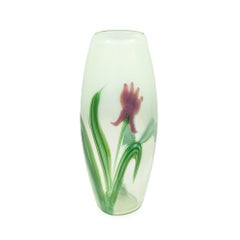 Bohemian Glass Vase Loetz circa 1900 Flower Art Nouveau Jugendstil Green Red