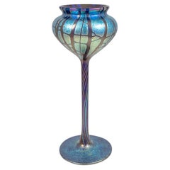 Jarrón de cristal de Bohemia Loetz circa 1900 Pampas Cobalto Art Nouveau Azul