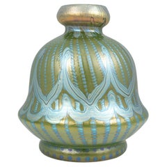 Antique Bohemian Glass Vase Loetz circa 1900 Signed Art Nouveau Jugendstil Blue Green