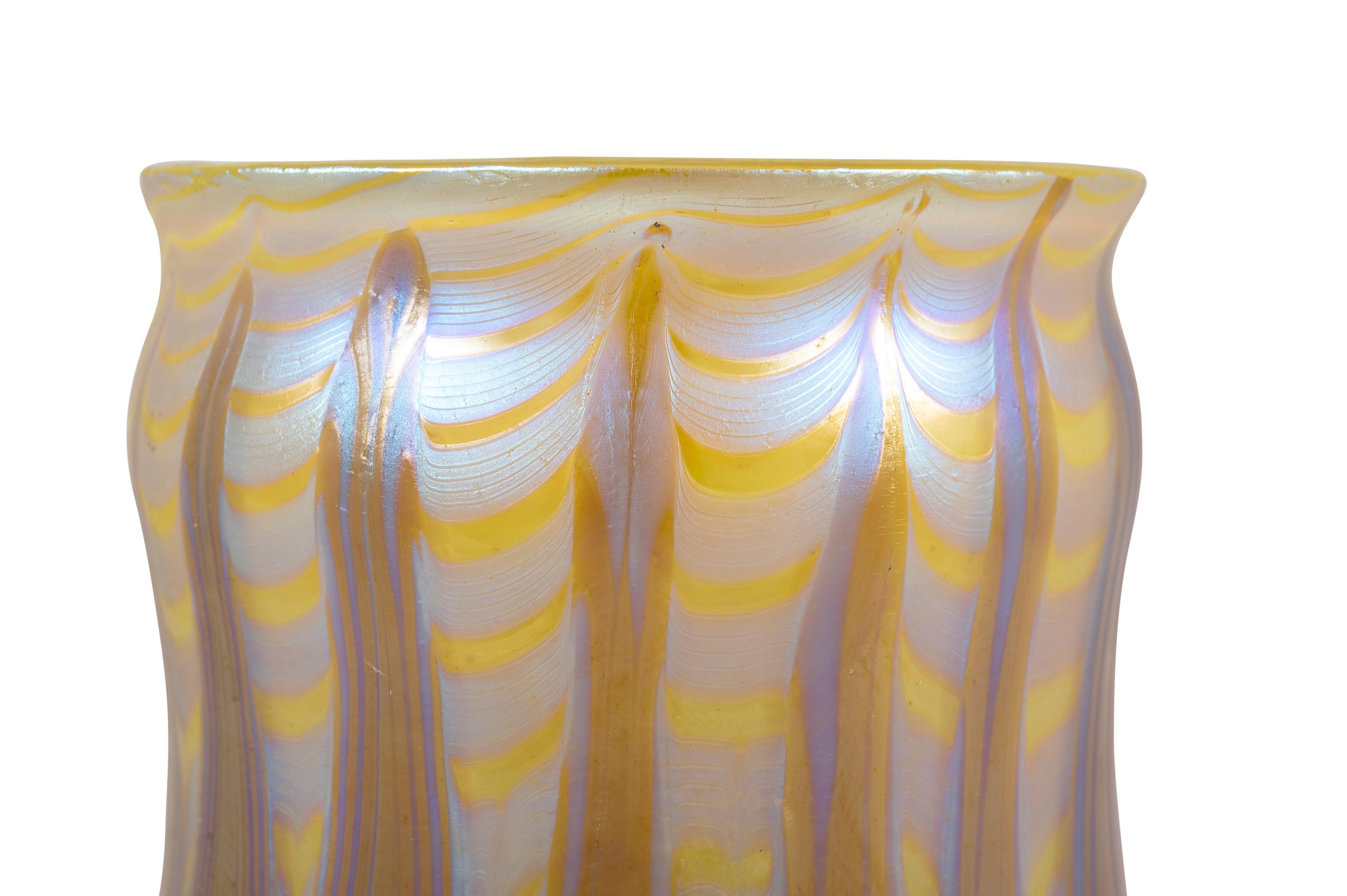 Austrian Bohemian Glass Vase Loetz circa 1900 Signed Art Nouveau Jugendstil Yellow Brown