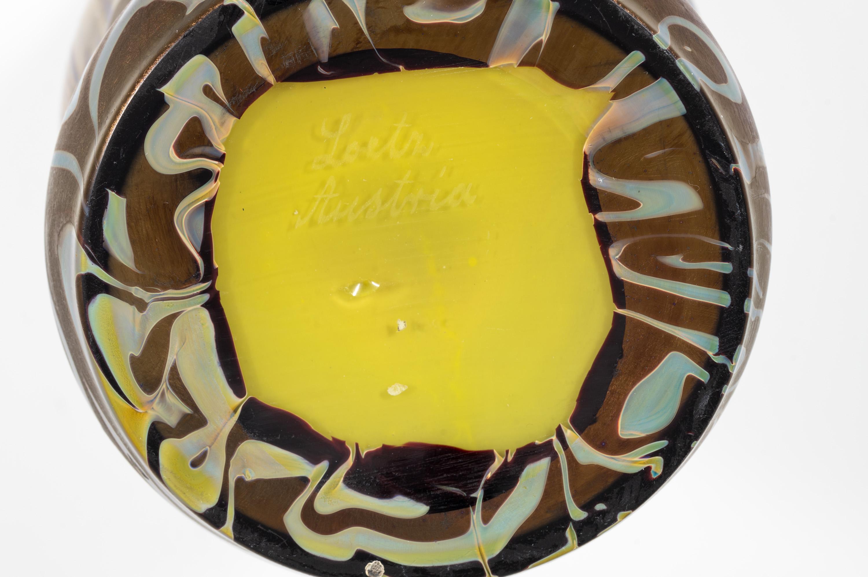 20th Century Bohemian Glass Vase Loetz circa 1900 Signed Art Nouveau Jugendstil Yellow Brown