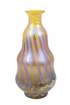 Bohemian Glass Vase Loetz circa 1900 Yellow Purple Art Nouveau Jugendstil Signed