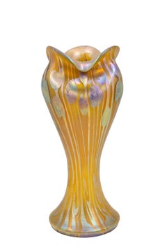 Bohemian Glass Vase Loetz circa 1901 Viennese Art Nouveau Yellow Gold Silver