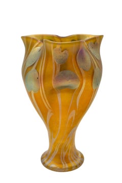 Bohemian Glass Vase Loetz circa 1901 Viennese Art Nouveau Yellow Gold Silver