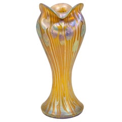 Vintage Bohemian Glass Vase Loetz circa 1901 Viennese Art Nouveau Yellow Gold Silver