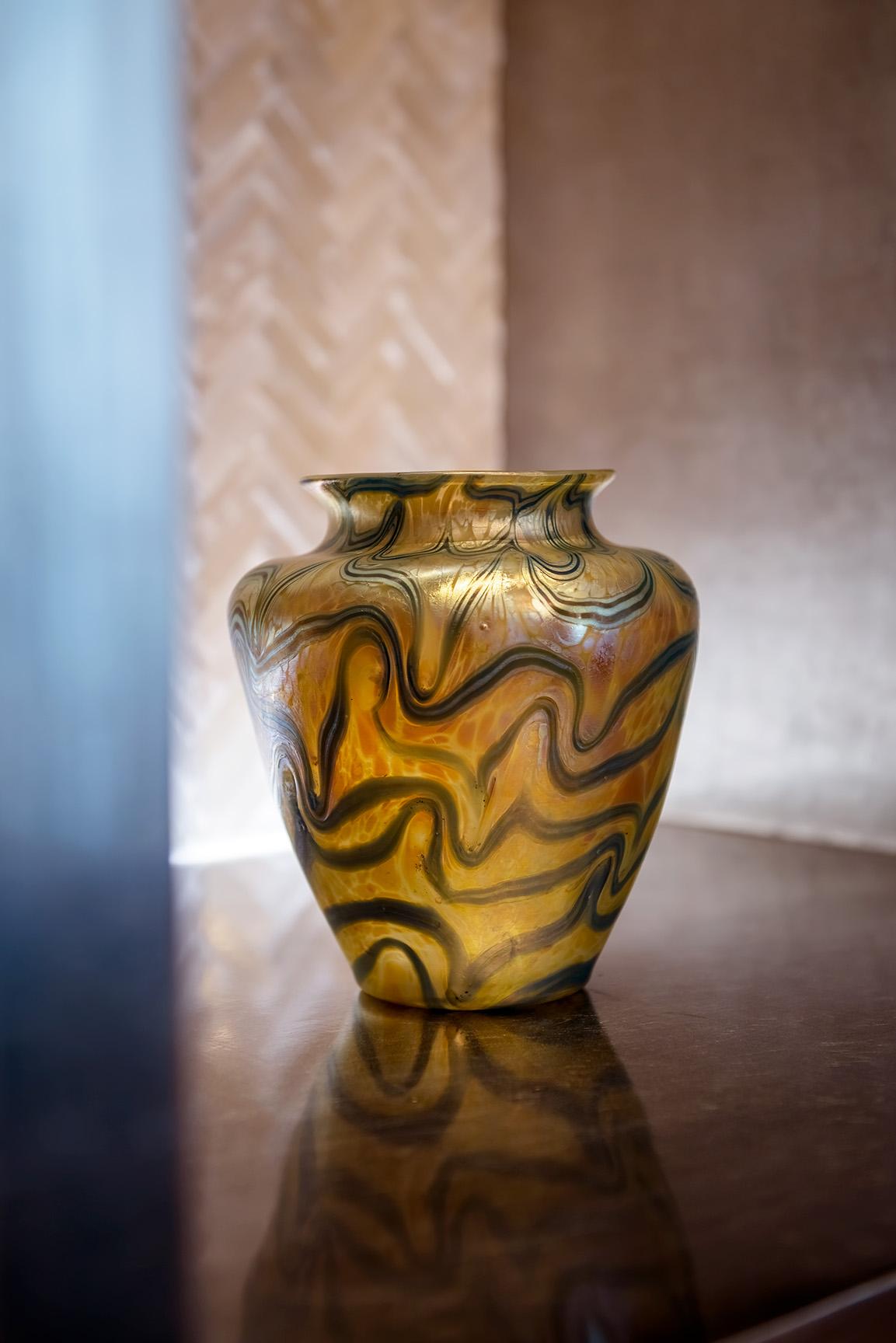 Vase aus böhmischem Glas Loetz PG 1/104 um 1901 Wiener Jugendstil signiert im Angebot 3