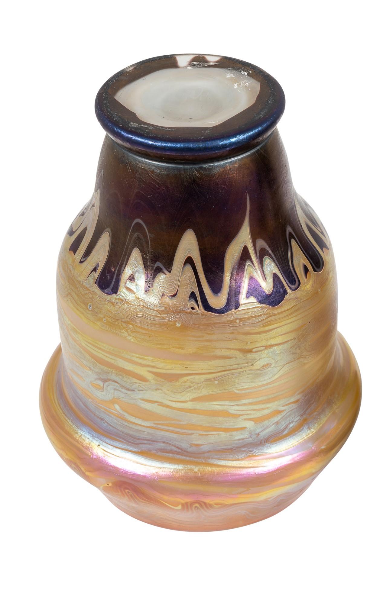 Austrian Bohemian Glass Vase Loetz PG 358 Decoration circa 1900 Art Nouveau Signed For Sale