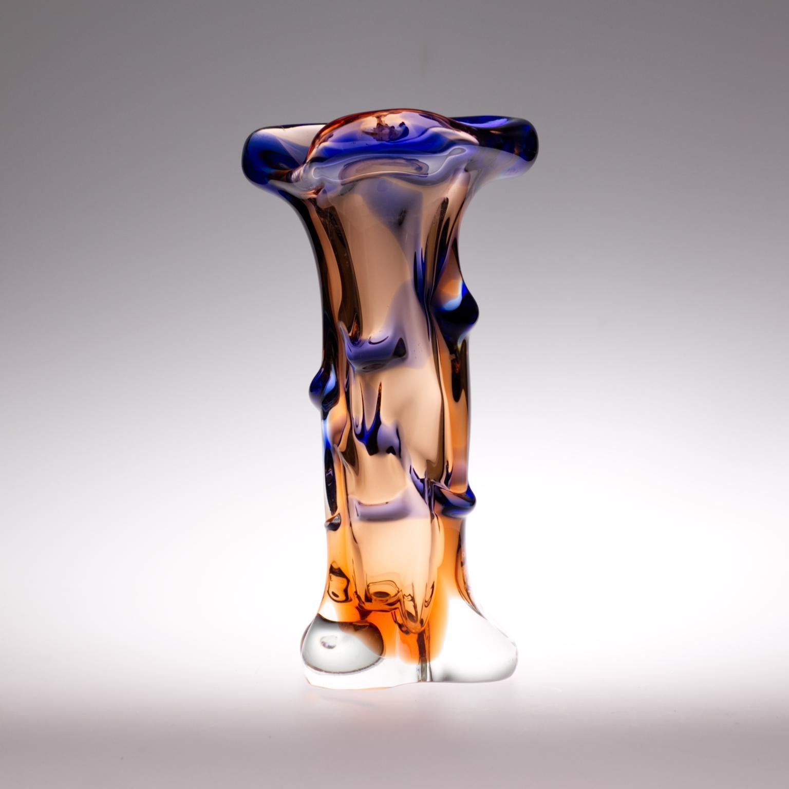 A glass, organic ’Niagara’ vase designed by Karel Zemek for Mstisov Moser Karlovarske Sklo, Czechoslovakia in the 1960s. A beautifully modeled multi-colored vase in good original condition.
