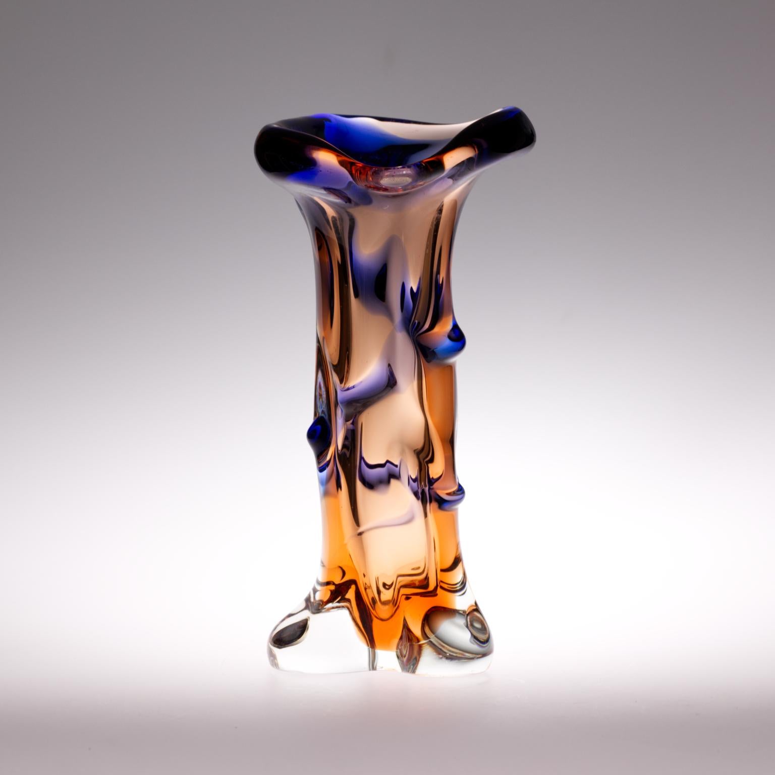 Czech Bohemian Glass Vintage Niagara Vase by Karel Zemek for Mstisov, 1960s