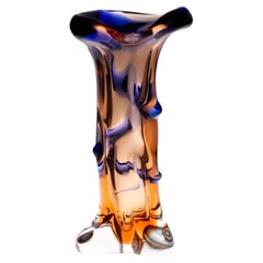 Bohemian Glass Vintage Niagara Vase by Karel Zemek for Mstisov, 1960s