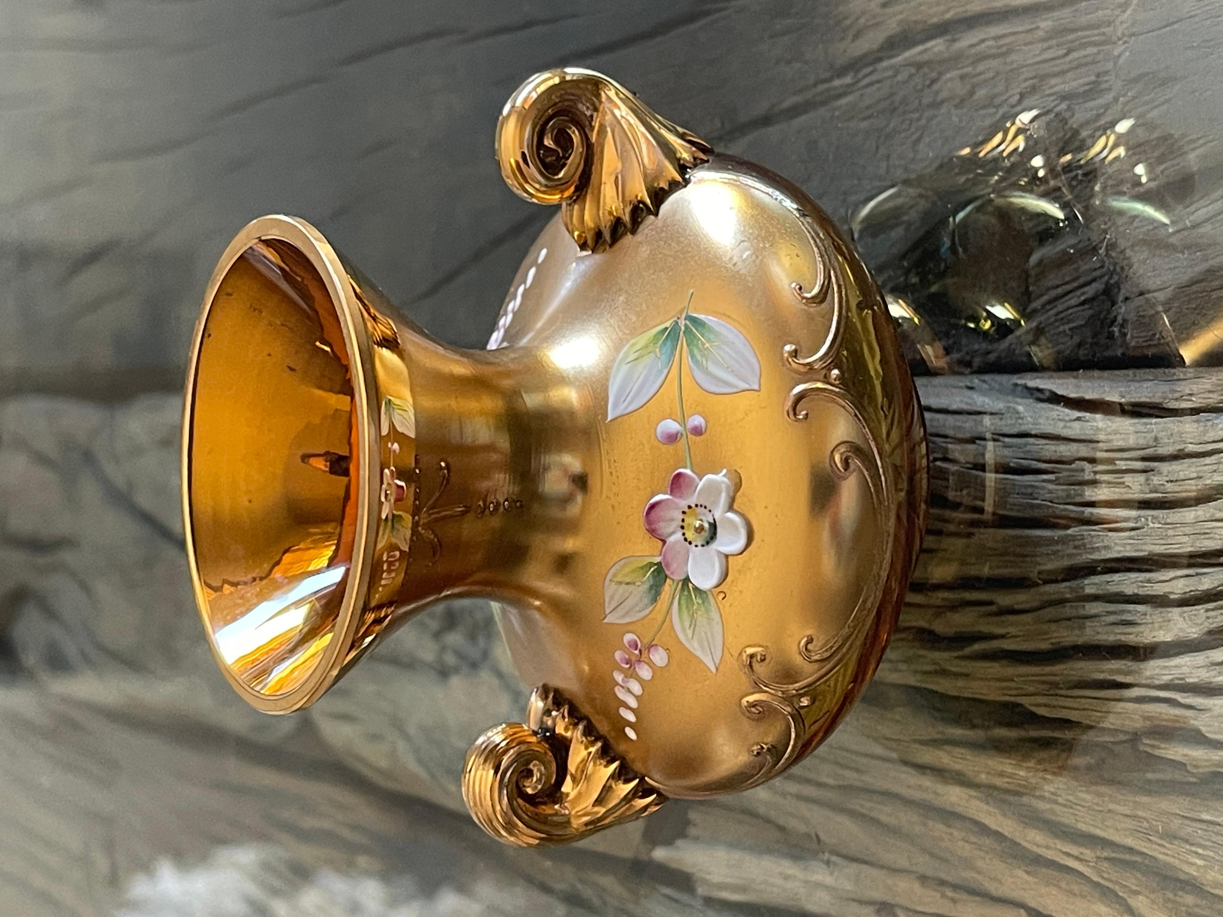 Mid-20th Century Bohemian Gold Enamel Small Vase For Sale