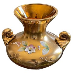 Jarrón Pequeño Bohemio de Esmalte Dorado