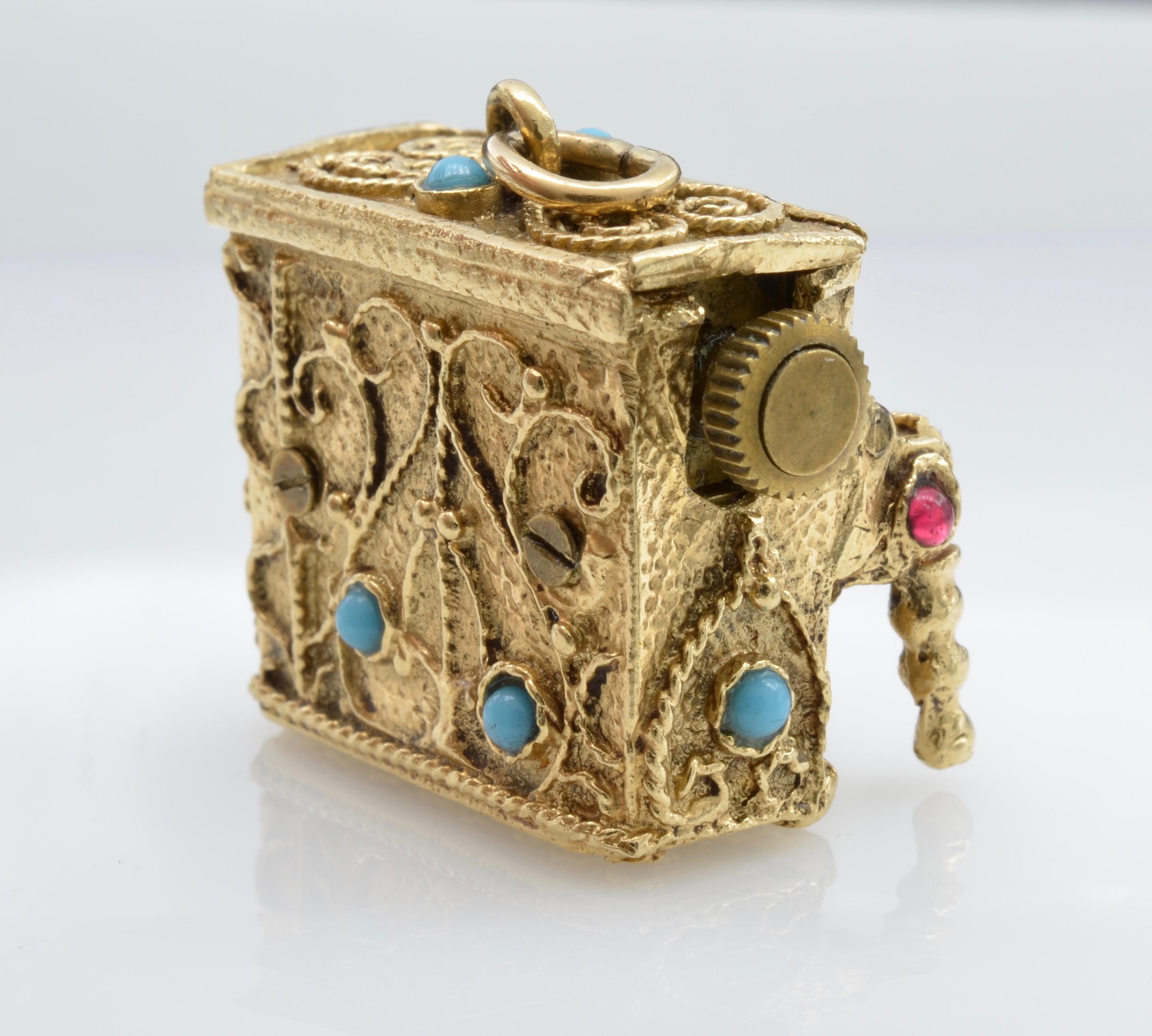 Women's or Men's Bohemian Gold Piano Music Box Pendant