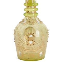 Bohemian Green Glass Decanter with Mozaffar al-Din Shah Portrait