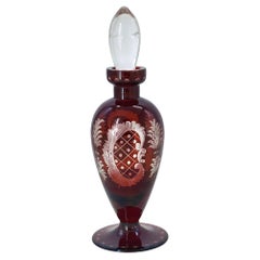 Bohemian Hand Cut Ruby Red Perfume Bottle