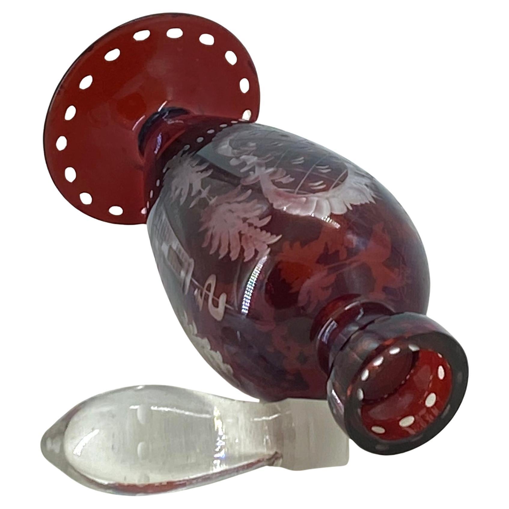 Bohemian Hand Cut Ruby Red Perfume Bottle For Sale 2