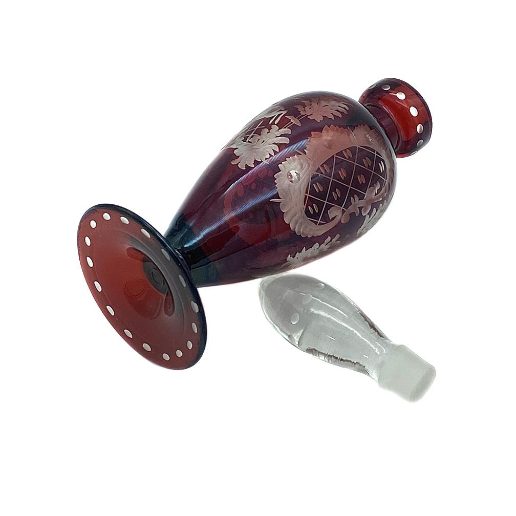 Bohemian Hand Cut Ruby Red Perfume Bottle For Sale 3