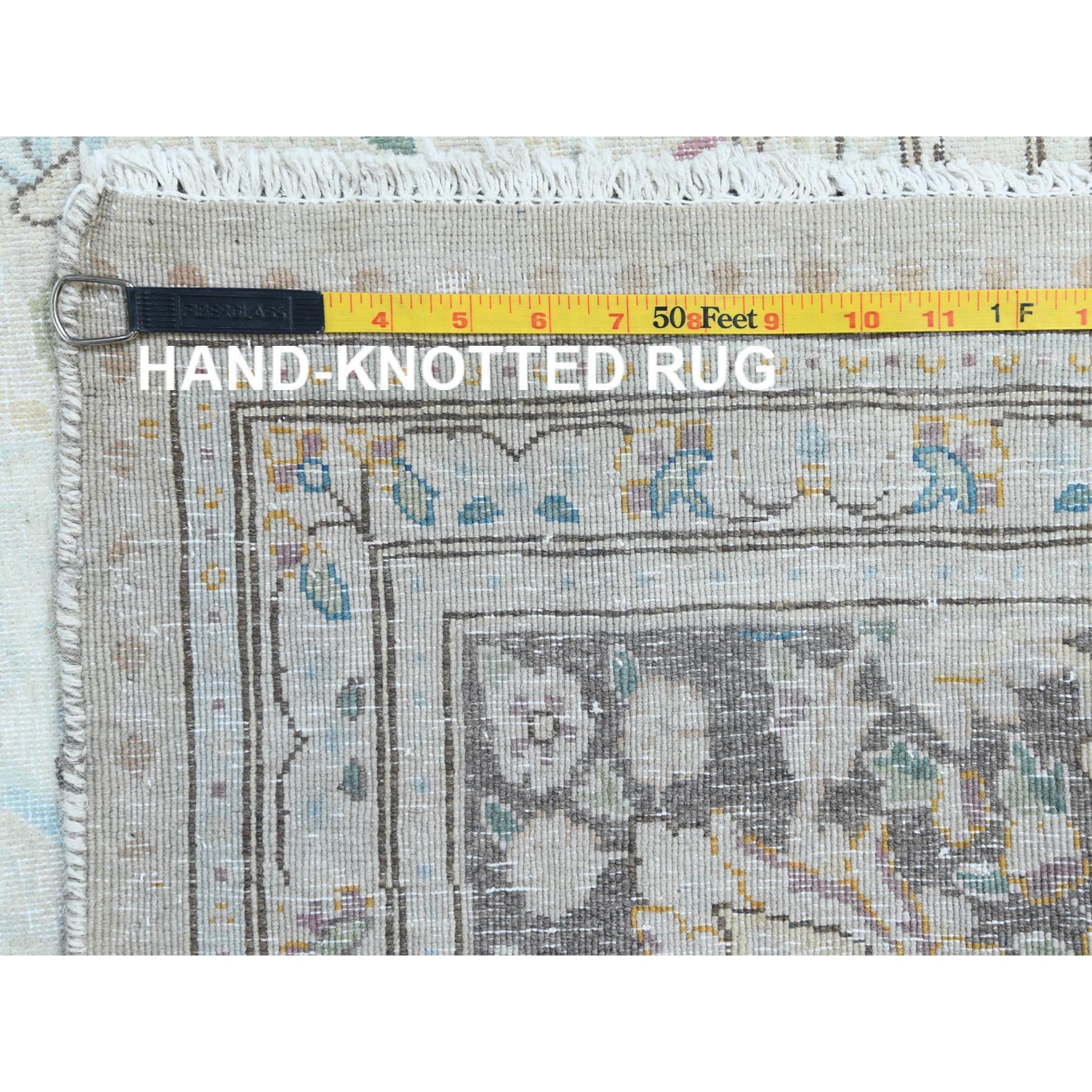 Bohemian Hand Knotted Washed Out Gray Pure Wool Worn Down Persian Kerman Rug For Sale 6