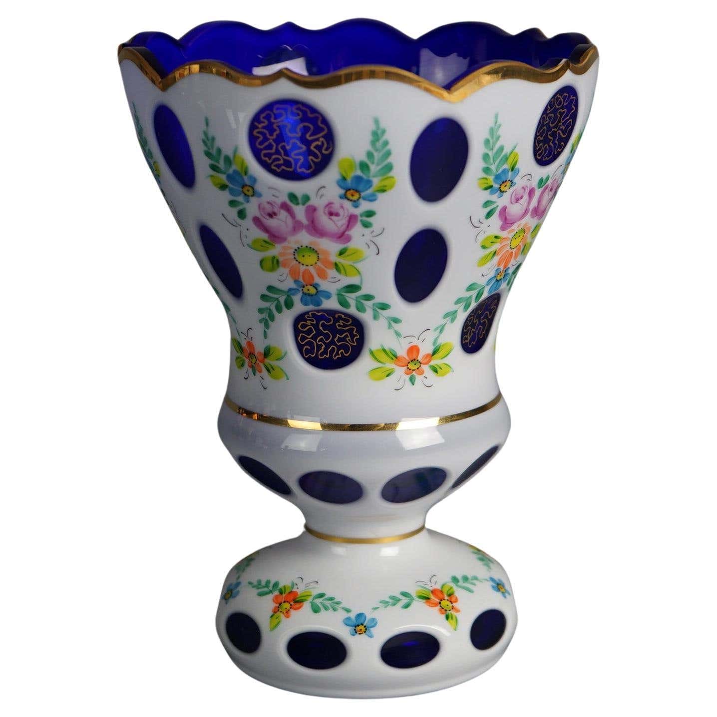 Majestic Gifts Ciotola In Cristallo Blu Cobalto, Soffiata A Mano, 24 Cm, Senza Piombo, Elegante Centrotavola