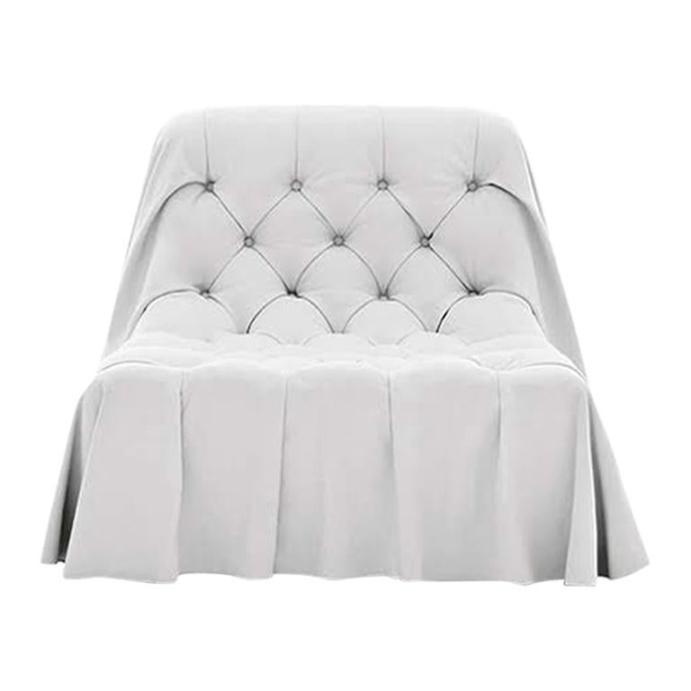 Bohemian Handmade Armchair in Draped White Leather by Busnelli For Sale