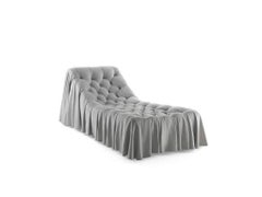 Bohemian Handmade Chaise Longue in Draped White Leather by Busnelli