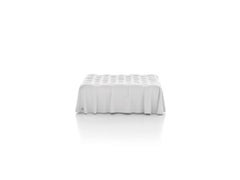 Bohemian Handmade Footstool in Draped White Leather by Busnelli
