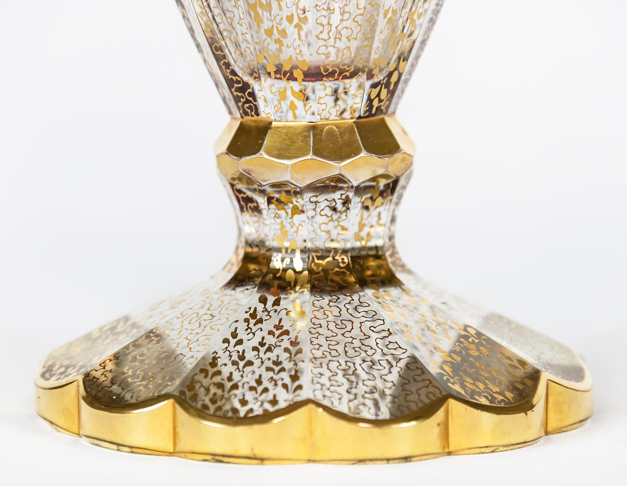 Mid-20th Century Bohemian Handmade Moser Gilt Glass Vase
